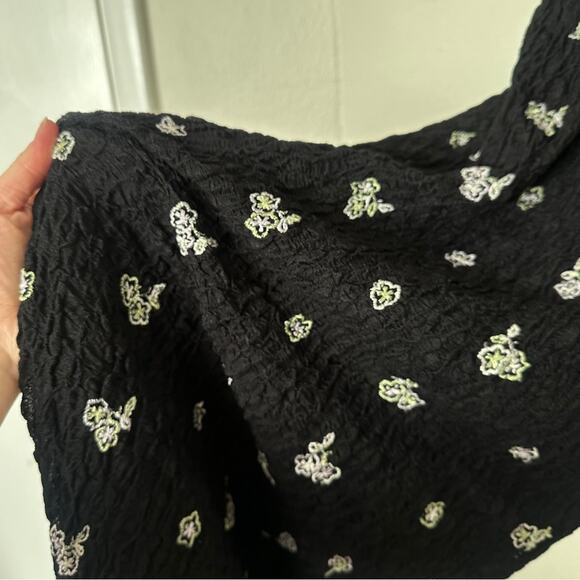 Bisou Bisou Black Maxi Bodycon Stretch Dress with White Green Floral Pattern - Picture 4 of 7